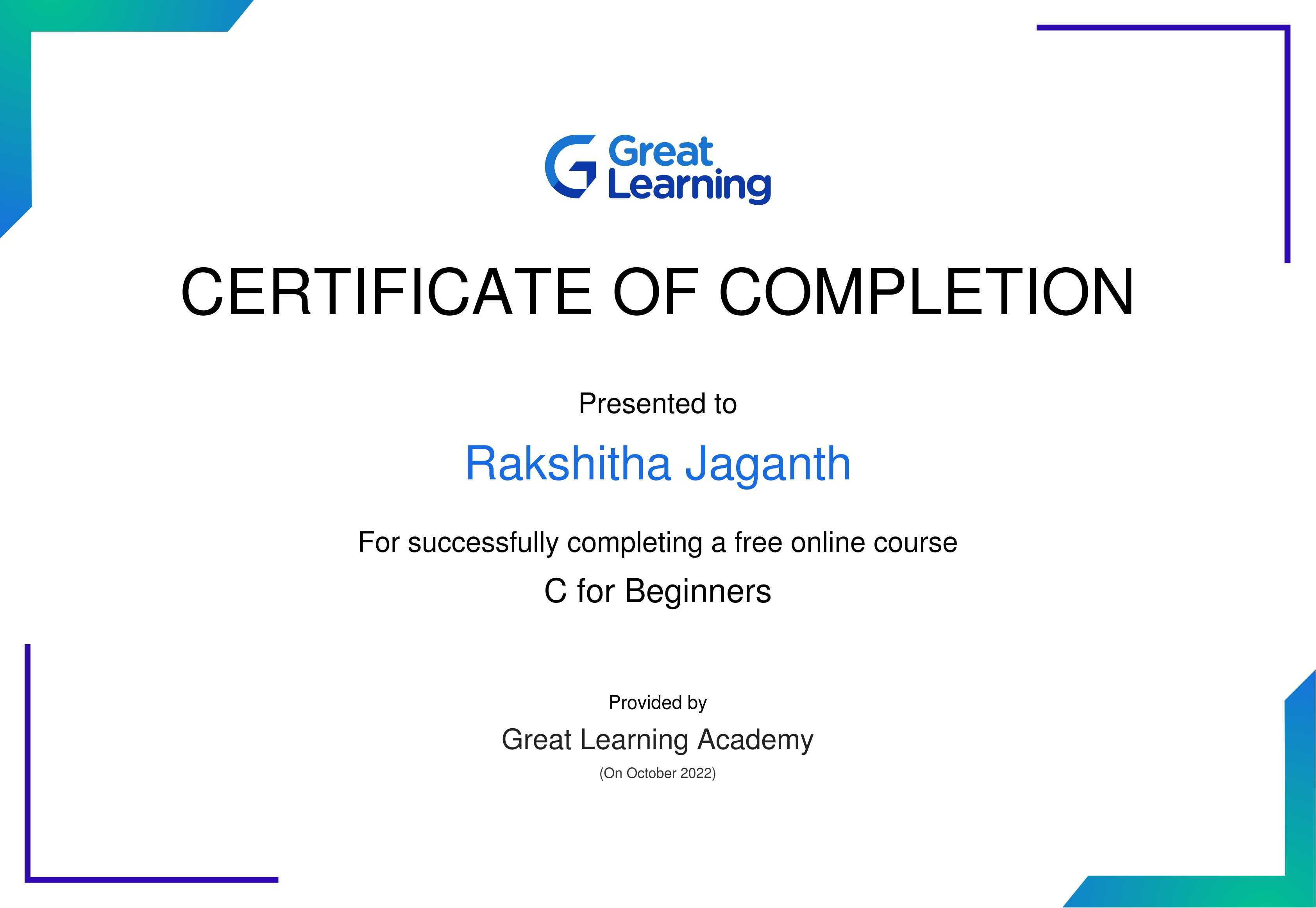 Course certificate